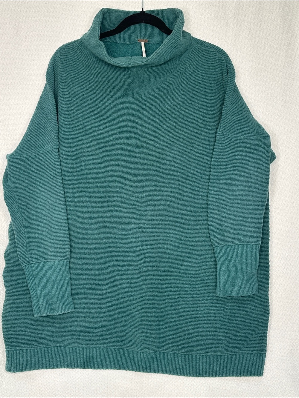 Free People Green Ribbed Cowl Neck Sweater